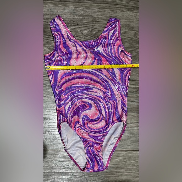 Mondoor Tank Leotard Dance Gymnastics Sparkle pink purple swirl - Picture 4 of 4